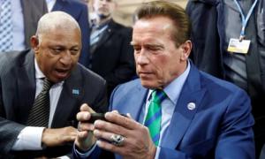 Former California governor Arnold Schwarzenegger tries kava at a climate conference in Bonn, Germany.