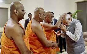 Modi with Mahavamsa Sri Lankan Sinhala Buddhist priests who  preach the killing of Tamils and Hindus is acceptable
