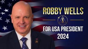 US Presidential candidate Robby Wells announcing his candidacy for the 2024 election. Robby presents a revolutionary plan to save the country and bring prosperity to all people in times of global uncertainty.