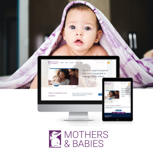 Image of Computer Featuring Custom Non Profit Web Design Work for Mothers and Babies Organization