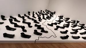 Artist Pritika Chowdhry's Silent Waters at "Ebb/Flow", an exhibition on view at the Weisman Museum of Art, Minneapolis, MN