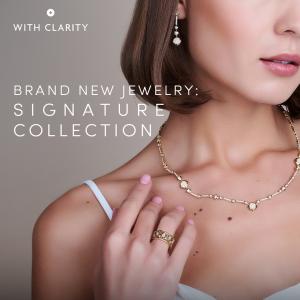 Model-wearing-WithClarity-Signature-Jewelry-Collection-Earrings and Necklaces