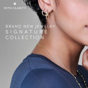 Model-wearing-With Clarity-Signature-Jewelry-Collection-Earrings-Necklaces