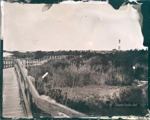 Glens Falls Art tintype of Fire Island Lighthouse in the distance