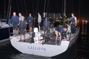 The winning team in the Appleton Estate sponsored Pineapple Cup - Montego Bay Race arriving at the Montego Bay Yacht Club in Freeport, St. James the night  before they were announced victorious among all teams who sailed from Miami to Jamaica, and as part