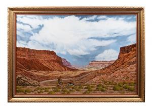Oil on canvas painting the Reverend Thomas E. Mails (American, 1920-2001), titled Hualapi Country (1983), overall 48 inches by 67 ½ inches (framed), artist signed (est. $6,000-$8,000).