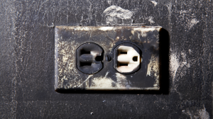 smoke damage on electrical outlet