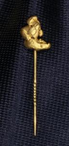 One of the historic stickpins created with a nugget from the California Gold Rush and recovered from the 1857 sinking of the S.S. Central America that will be offered in the March 4 and 5, 2023 auction by Holabird Western Americana Collections.