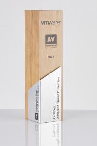 Trophy with the inscription of VMware Certified Advanced Threat Protection 2022 and the logo of AV-Comparatives.