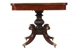 Classical figured mahogany card table, Salem, Mass., circa 1820. (est. $1,500-$2,500)