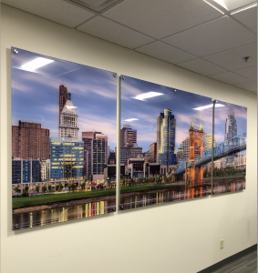 Custom business sign with acrylic and standoffs