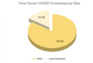 Chart showing 84% of Time Doctor OA500 companies are SMEs