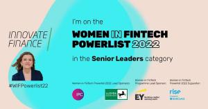 Jo Ann's picture with Women in Fintech Powerlist branding