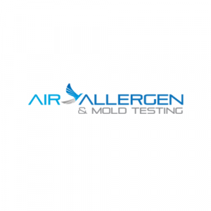 This is an image of the words Air Allergen & Mold testing  with a white backround and blue words.