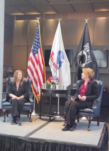 Former POW Jessica Lynch is interviewed by Brigadier General Carol Eggert, US Army Retired, at the Military Women's Museum in celebration of the 20th anniversary of her capture and release in Operation Iraqi Freedom.