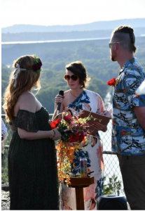 Couple at wedding.