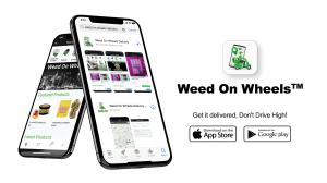 WEED ON WHEELS Cannabis delivery logo available on Apple App Store and google play store