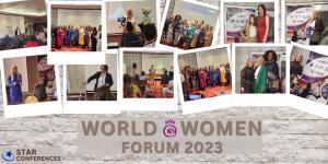 Group photo of attendees of the World Women Forum 2023 in Paris, France at the Zenitude Spa & Hotel.