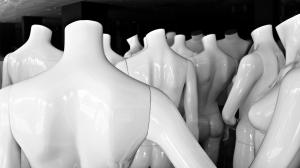 A picture of many Tailors Dummies similar to those Ann Dishinger uses in fashion design.