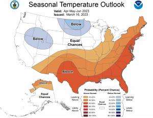NOAA Season Temperature Outlook April-June 2023
