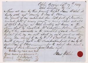 An 1859 mining deed for the Ophir claim, signed by Judge Walsh and mentioning the original discoverers. Holabird is calling it the “Comstock Founding Fathers” deed (est. $5,000-$10,000).