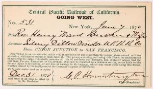 Railroad and steamer passes from a private collection, many with wonderful vignettes, features this Central Pacific pass signed by Collis P. Huntington, one of the “Big Four” (est. $4,000-$10,000).