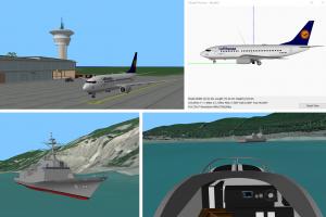 3D models of planes and boats imported into SPx Video Simulator