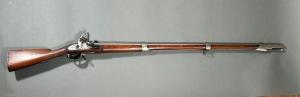 Jenk’s flintlock musket dated 1813, with a walnut wood stock, bright steel, steel ramrod and initialed and stamped, 56 ¼ inches long (est. $1,000-$1,500).