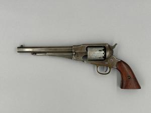 Civil War-era Remington and Sons (N.Y.) new model Army revolver, standard, well-used and worn but functional, with walnut wood grips and many inspection marks (est. $900-$1,200).