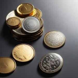 A picture of coins against a grey background