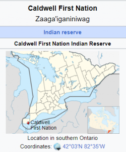 Map of the water and lands of the Caldwell First Nation from time immemorial