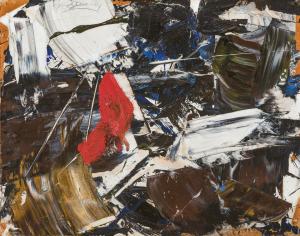 Oil on paper mounted to canvas by Michael Goldberg (American, 1924-2008), Untitled (1959), 11 inches by 14 inches (est. $40,000-$60,000).