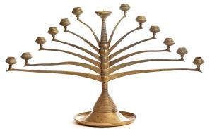 13-light brass candelabrum by Bruno Paul (1874-1968), manufactured by K M Seifert for Vereinigte fur Kunst im Handwerk (est. $7,500-$15,000).