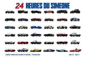 LIneup of the 36 featured race cars taking part in the 24 Heures du Simeone