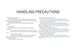 HANDLING PRECAUTIONS of H2 Exceed