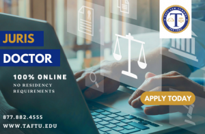 Person Typing on Laptop. Juris Doctor 100% Online. No Residency Requirements, Apply Today.