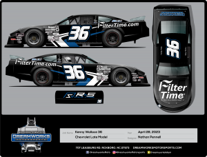 Rendering of CARS Tour Driver Kenny Wallace's FilterTime-sponsored late model Chevrolet