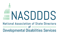NASDDDS logo shows NASDDDS in blue, capitalized letters. To the left is an image of a building in light green. 