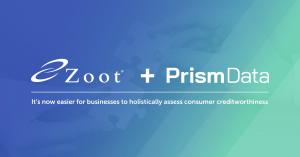 Zoot Logo + PrismData Logo with subheader It's now easier for businesses to holistically assess consumer creditworthiness