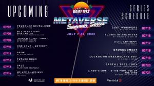 A poster of the daily film lineup of the 2023 Metaverse Summer Series fulldome film Lineup