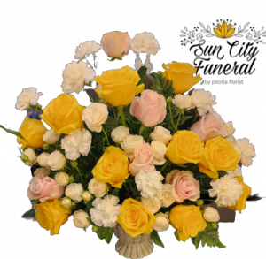 Sun City Funeral Florist yellow & peach rose design