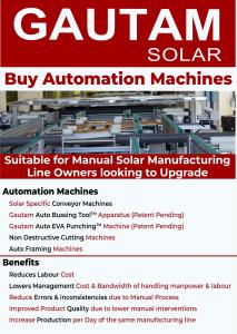 Image of solar specific conveyor machine used in Solar Module Manufacturing on a graphic for buying Automation Machines from Gautam Solar