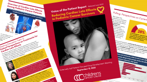 A snapshot of the Voice of the Patient report "Reducing Cardiac Late Effects in Childhood Cancer Survivors"