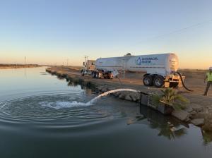 Potable water harvested by BWT from Ingomar Packing Company's tomatoes being used to replenish the local canal in California.
