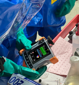 Rigaku CQL Max-ID handheld 1064 nm Raman analyzer identifying Novichok chemical weapon.
