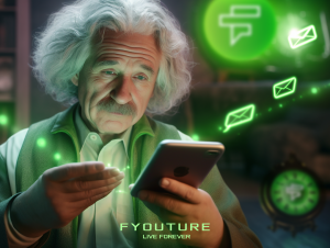 With Fyouture you can send messages to your future grandkids, receive personal messages from a deceased parent, and connect with your family or friends in a way that transcends time.