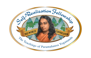 Self-Realization Fellowship 2023 World Convocation logo with image of Paramahansa Yogananda