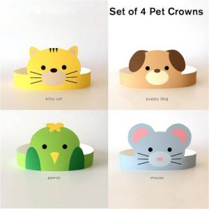 Pet Animal Party Hats with Kitten/Cat, Puppy Dog, Parrot, and Mouse