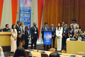 Delegates read their “Human Rights Youth Declaration” calling on all UN Member States to mandate human rights education in the schools of their countries.