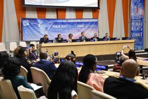 A panel chaired by Youth for Human Rights President for Latin America Raul Arias on how a bill mandating universal human rights education was passed into law in Costa Rica.